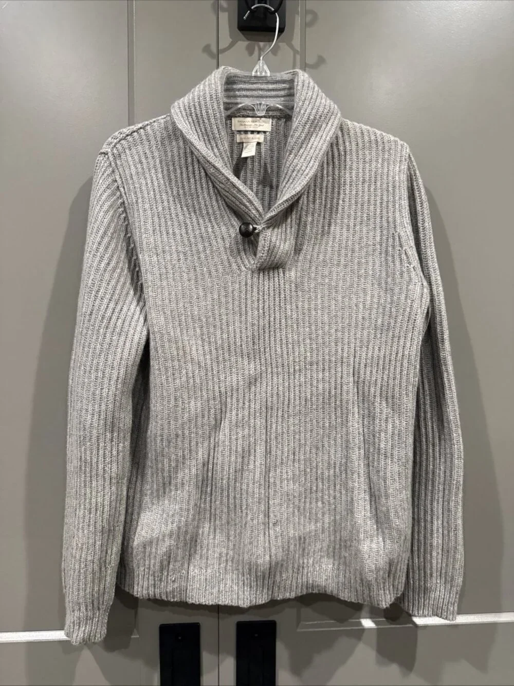 Banana Republic Men's Shawl Neck Sweater Size S  Gray Pullover Cashmere Blend